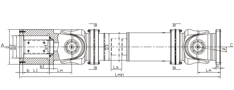 Heat rolling mill drive cross shaft universal coupling